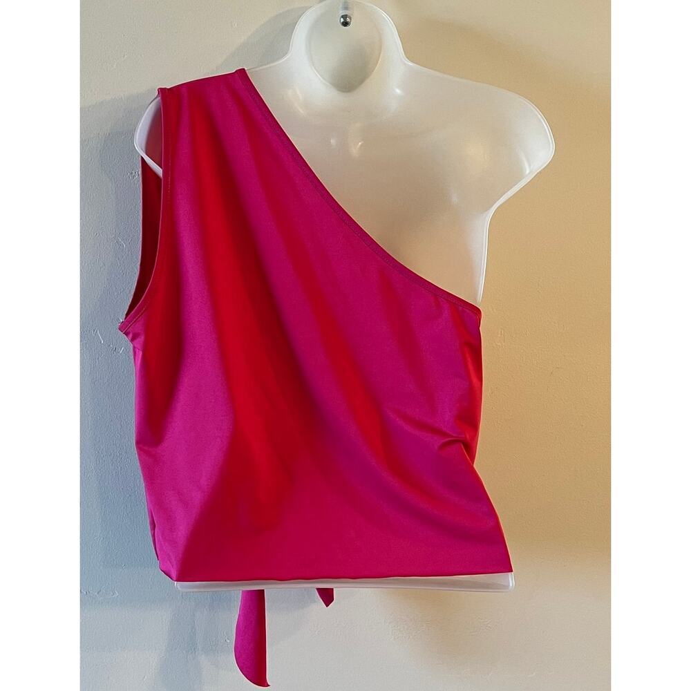 SHEIN Pink Asymmetrical off the shoulder sleeveless side cut out bow crop top XL - Picture 4 of 6